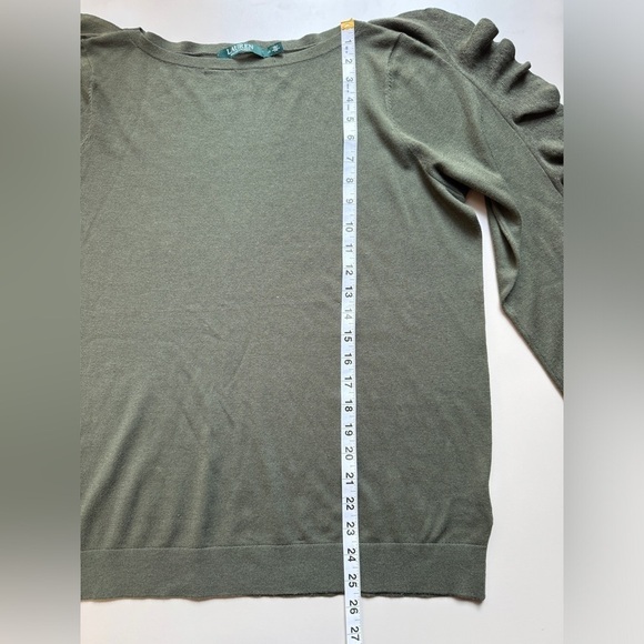 Lauren Ralph Lauren Ruffled Silk-Blend Sweater Admiral Green Women’s 1X - Picture 8 of 13